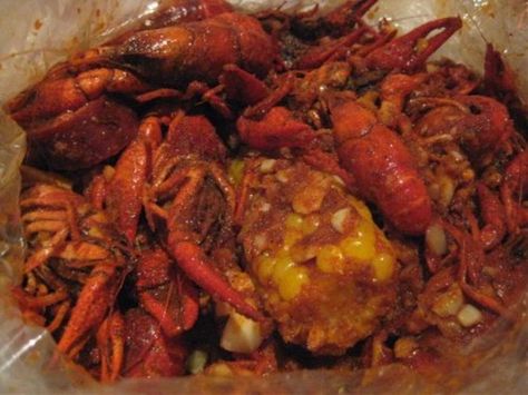 This recipe attempts to recreate the Cajun crawfish recipe served at Vietnamese restaurants in Little Saigon like The Boiling Crab, Claws, or The Crawfish House.  Its whats known as Asian fusion, and the recipes are kept top secret.  Buy 1-2 pounds of crawfish per person. Boiling Crab Recipe, Copycat Boiling Crab Recipe, Crawfish Recipe, Boiling Crab, Boil Recipes, Crab Recipe, Crawfish Recipes, Cajun Crawfish, Cajun Seafood