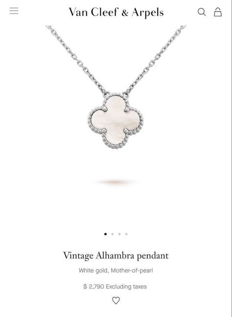 Silver Van Cleef, Van Cleef Necklace, Alhambra Pendant, Van Cleef And Arpels, Dope Jewelry, Jewelry Fashion Trends, Classy Jewelry, Jewelry Lookbook, Van Cleef Arpels