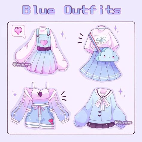 Cinnamonroll Cosplay, Cute Anime Outfits, Animated Clothes, Blue Clothes, Clothing Sketches, Outfits Rave, Anime Clothing, Clothing Design Sketches, Drawing Anime Clothes