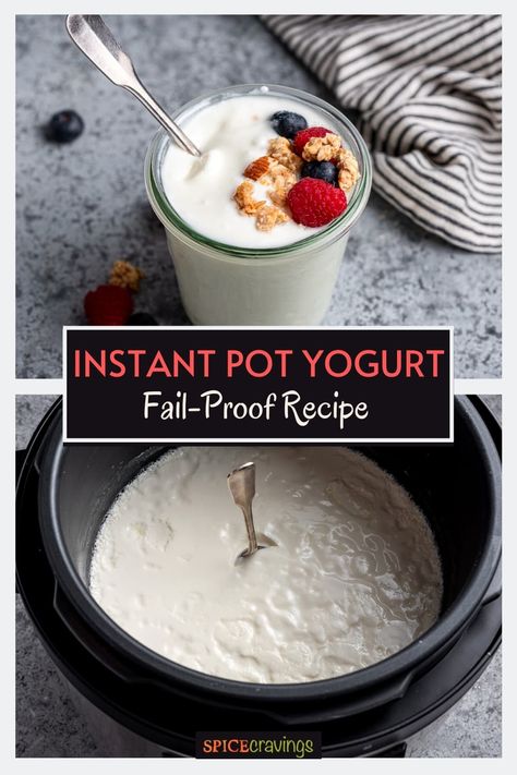 This instant pot yogurt recipe makes the creamiest homemade yogurt. Serve it topped with fruit, in smoothies, or as part of another recipe. #instantpotrecipes #homemadeyogurt Instant Pot Yogurt Recipe, Homemade Yogurt Recipes, Make Greek Yogurt, Instant Pot Yogurt, 2 Ingredient Recipes, Making Yogurt, Creamy Yogurt, Yogurt Recipe, Best Instant Pot Recipe