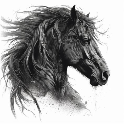 Black N Grey Tattoo Design, Black Horse Tattoo, Stallion Tattoo, Kurt Tattoo, Burning Artwork, Indian Skull Tattoos, Geometric Tattoo Sleeve Designs, Viking Tattoo Symbol, Horse Tattoo Design