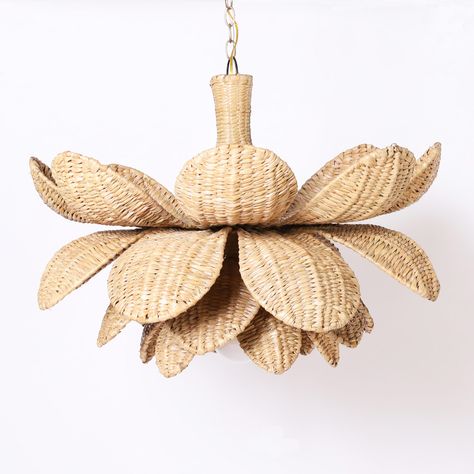 The Nassau Large Wicker Lotus Light Fixture or Pendant From the FS Flores Collection Flower Lighting Fixture, Wicker Light Fixture, Flower Pendant Light, Lotus Light, Wicker Light, Rattan Light Fixture, Wicker Table, Rattan Pendant Light, Bridgetown