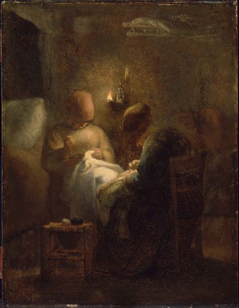 Women Sewing by Lamplight (La Veillée) | Museum of Fine Arts, Boston Jean Francois Millet, Barbizon School, Honore Daumier, Henri Fantin Latour, Women Sewing, Oil Painting Reproductions, Realism Art, Art Prints For Sale, Handmade Oil