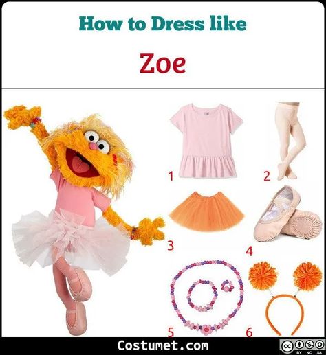 Diy Zoe Sesame Street Costume, Sesame Street Zoe, Zoe Sesame Street Costume, Sesame Street Zoe Costume, Easy Sesame Street Costumes, Halloween Costumes Sesame Street, Zoe Sesame Street, Sesame Street Abby Costume, Sesame Street Diy Costumes