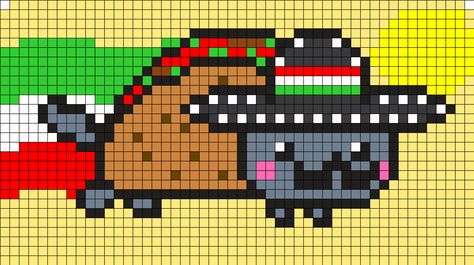 Nyan Cat, Fuse Bead Patterns, Perler Art, Pixel Art Templates, Hama Beads Design, Quick Crochet Patterns, Pony Bead Patterns, Kandi Patterns, Bead Sprite