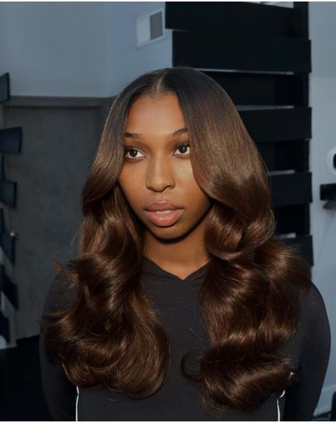 Brown Mid Length Hair, Cinnamon Hair Colors, Chestnut Brown Hair, Cinnamon Hair, Silk Press Natural Hair, Brown Hair Dye, Effortless Hairstyles, Work Hairstyles, Front Lace Wigs Human Hair