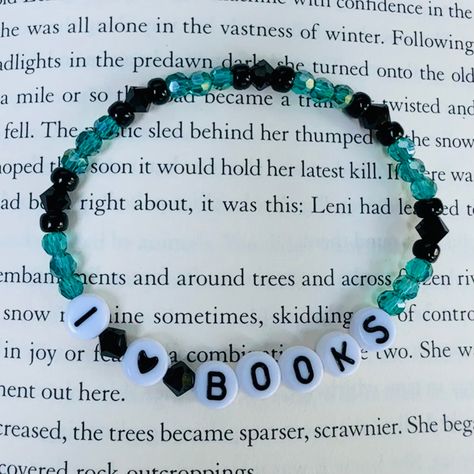 A beautiful, stretchy, easy-to-wear bracelet for book lovers . Crafted quality Japanese seed beads,  and pretty crystals, this stunning and stackable bracelet is the perfect gift a book lover, and your besties in your book club.  Handcrafted with love by a book loving English teacher. 📚 Bracelet Letters, Bracelets Preppy, Frendship Bracelets, Word Bracelets, Small Bead Bracelet, Diy Kandi Bracelets, Bracelet Name, Cute Friendship Bracelets, Preppy Bracelets