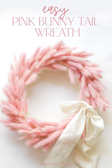 Need some DIY Valentine's Day Decor Ideas? Here are some fun crafts, a wreath, pillow, and garlands. Make this adorable pink bunny tail wreath in 30 minutes or less. Check out this wreath tutorial over on Happy Happy Nester. Valentines Decor Aesthetic, Moody Valentines Day Decor, Valentine’s Day Wreath Diy, Modern Valentines Decor, Classy Valentines Decor, Valentines Wreath Ideas, Neutral Valentines Decor, Diy Valentine Decor, Valentine Decor Ideas