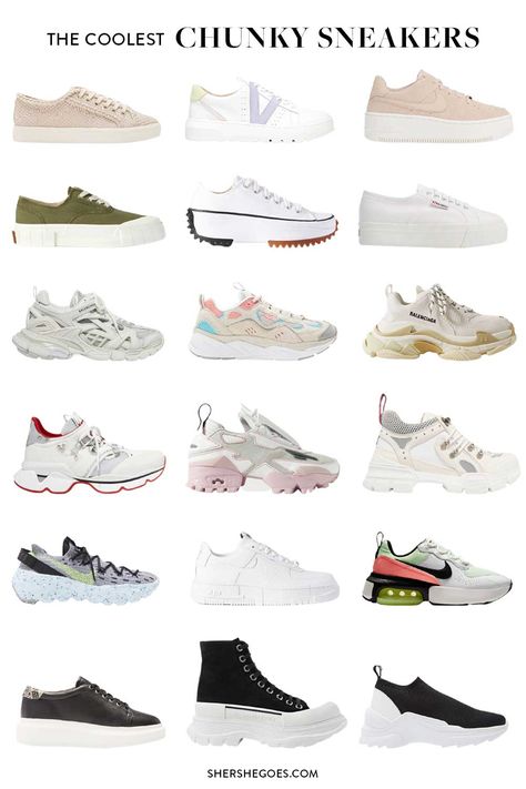 Chunky Sneakers Street Style Shoes Sneakers, Casual Platform Sneakers, Neutral Chunky Sneakers, 2023 Trendy Sneakers, Sneakers Fashion Platform, Trendy Trainers 2023, Designer Platform Sneakers, How To Style Platform Shoes, Beige Chunky Sneakers Outfit