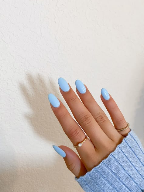 @amayaschumakerr Baby Blue Acrylic Nails, Rounded Acrylic Nails, Blue Acrylic Nails, Nails Aesthetic, Simple Acrylic Nails, Nails Blue, Almond Acrylic Nails, Round Nails, Acrylic Nails Coffin Short