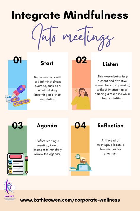 Do you ever feel like the demands of your job are overwhelming, leaving you stressed and less productive? You're not alone.  Learn practical mindfulness techniques, how to integrate them into meetings, and the benefits of mindfulness training. See real-world success stories from top companies.   #CorporateWellness #Mindfulness #WorkplaceWellness #StressManagement #Productivity Wellness At Work, Intellectual Wellness, Mindfulness Training, Benefits Of Mindfulness, Workplace Wellness, Corporate Wellness, Employee Wellness, Mindfulness Techniques, Cubicle Decor