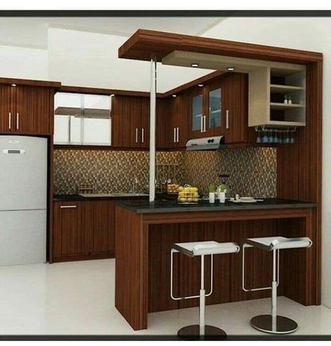 Minibar Kitchen Small Spaces, Mini Bar Counter Design Home, Bar Counter Design Home, Paint Tricks, Brown Kitchen Designs, Home Bar Counter, Kitchen Bar Design, Modern Kitchen Design Black, Kitchen Sink Design