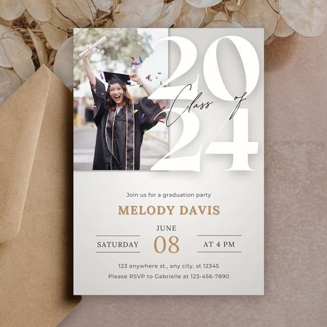 Graduation Invitation Template Canva Editable Graduate Announcement Template Personalized Grad Party Invitation Printable Invite Canva Grad Party Invitations, Merry Christmas Font, Graduation Templates, Graduation Invitations Template, Party Invitations Printable, Graduation Invitation, Wedding Banner, Creating Memories, Holiday Invitations