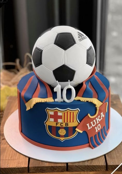 Messy Theme, Barcelona Cake, Sports Cake, Football Birthday Cake, 8th Birthday Cake, Boys Cake, Sport Cakes, Edible Image Cake, Football Birthday