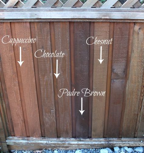 Fence Stain Colors, Exterior Wood Stain Colors, Staining Wood Fence, Exterior Stain Colors, Fence Paint Colours, Yard Transformation, Deck Stain Colors, Stained Trim, Transformation Challenge