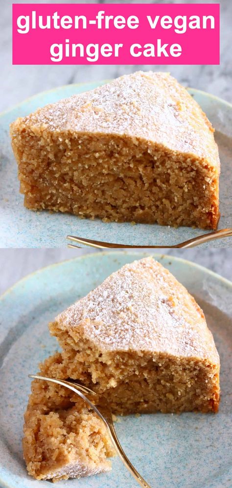 This Gluten-Free Vegan Ginger Cake is fragrant, warmly spiced and perfectly moist. It comes together in one bowl and is refined sugar free, dairy-free and egg-free too. A great simple dessert or tea-time snack! Gluten Free Cardamom Cake, Egg Free Gluten Free Dessert, Glutenfree Cake Recipe, Gluten Free Dairy Free Bundt Cake, Egg Dairy Free Dessert, Dairy Free Cake Recipes, Gluten Free Yogurt Cake, Sugar Free Gluten Free Cake, Gluten Free Spice Cake