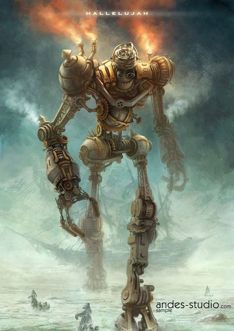 Andes Studio Art 1 by Andes-Studio Décor Steampunk, Steampunk Robots, Blur Studios, Steampunk Illustration, Steampunk Robot, Steampunk Artwork, Diesel Punk, Cool Robots, Arte Robot