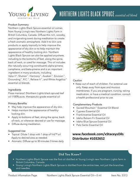 Young Living Essential Oils - Northern Lights Black Spruce - Learn more about Young Living Essential Oils and how they can support your health – contact me! www.facebook.com/xStaceysOils Distributor# 1032652 Black Spruce Essential Oil, Northern Lights Black Spruce, Spruce Essential Oil, Essential Oil Usage, Essential Oils For Face, Black Spruce, Essential Oils Collection, Healing Essential Oils, Young Living Essential Oils Recipes