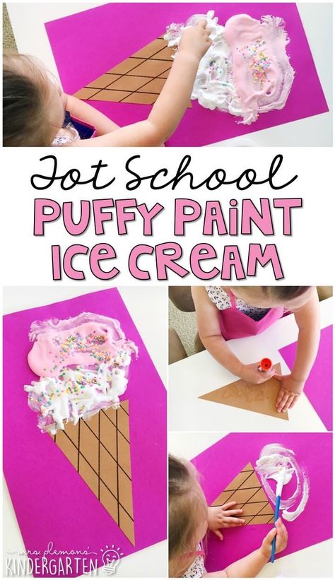 Puffy Paint Ice Cream, Ice Cream Cone Craft, Summer Preschool Themes, Summer Preschool Activities, Ice Cream Crafts, Cooking Theme, Ice Cream Theme, Ice Cream Day, Summer Preschool