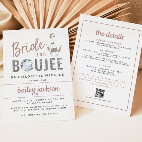 GENNA | Bride and Boujee Bachelorette Itinerary Invitation Bach And Boujee Bachelorette Ideas, Bachelorette Schedule, Boujee Bachelorette, Bride And Boujee, Itinerary Invitation, Rose Gold Bride, Brunch Bubbly, Bachelorette Invitation, Bachelorette Itinerary