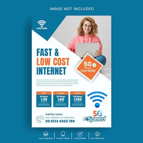 Vector telecom and fiber cable service f... | Premium Vector #Freepik #vector Offer Flyer Design, Fiber Internet, Ferrari Poster, Poster Template Design, Internet Advertising, Internet Service Provider, Bagan, Advertising Design, Poster Template