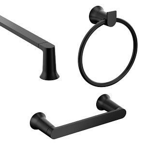 genta | Moen Bathroom Selections, Moen Genta, Black Bathroom Hardware, Mass Appeal, Cleaning Faucets, Matte Black Bathroom, Single Handle Bathroom Faucet, Bathroom Hardware Set, Bath Accessories Set