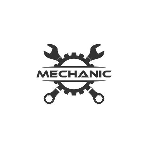 Mechanic Logo Design Ideas, Logo Genie, Gear Logo Design, Mechanic Logo Design, Mechanic Logo, Maintenance Logo, Mechanics Logo, Garage Logo, Flat Logo Design