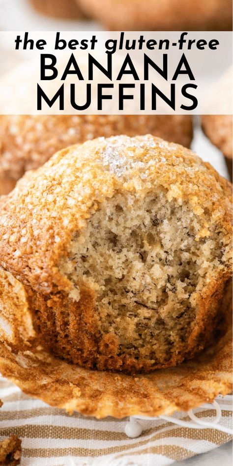 As a baker who has been gluten free since 2006, I have tested and perfected the best gluten free banana muffins that I am so excited to share with you! With gorgeous bakery style domed tops, no one will ever know these are gluten free! Gluten Free Banana Bread Muffins, Moist Banana Bread Muffins, Banana Bread Muffins Recipe, Amazing Banana Bread, Bread Muffins Recipe, Moist Banana Muffins, Gluten Free Muffin, Banana Bread Muffin Recipe, Dairy Free Gluten Free Recipes