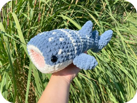 In case you can't make it to the Georgia Aquarium, this whale shark plushie is the next best thing. Dimensions: 13"L x 8"W x 4.5"H These plushies are created in a 🚭 smoke free/pet free home. Plushie pattern by Kay Plushies. Crochet Buissnes, Whale Shark Crochet Pattern, Crochet Whale Shark, Whale Shark Crochet, Whale Shark Plush, Shark Craft, Crochet Shark, Crochet Whale, Georgia Aquarium