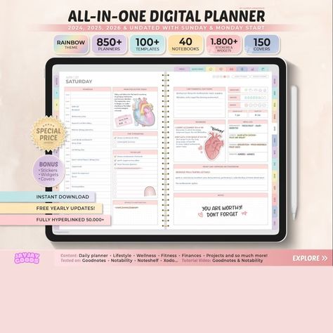 Free Digital Planner Templates Planner Apps For Ipad, Free Digital Journal Goodnotes, Daily Planner Template Free, Free Business Printables, Penly App, Digital Planner Apps, Digital Journal Goodnotes, Journal Daily Planner, Daily Planner Templates