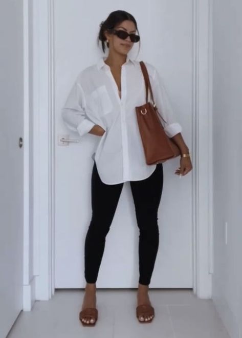 45 Ways to Style a White Button-Down Shirt - Boss Babe Chronicles Work Casual Outfit Midsize, Fall Outfits For Tropical Weather, Nude Tote Bag Outfit, Casual Outfits For Errands, Errands Day Outfit, Spring Maternity Work Outfits, Super Casual Work Outfits Summer, Midsize Outfits Classy, Curve Spring Outfits