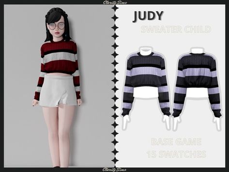 Judy - Sweater Child | Patreon Clarity Sims, Child Clothes, Sims 4 Children, The Sims 4 Download, Sims4 Clothes, Ts4 Cc, Sims 4 Cc Finds, Sims 4 Clothing, Sims Mods