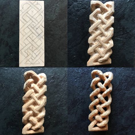 Celtic Knot #woodcarving #wood #carving #celticknot #whittling #idabble Whittling Patterns, Dremel Crafts, Wood Spoon Carving, Wood Carving Faces, Hand Carved Walking Sticks, Dremel Carving, Simple Wood Carving, Wood Carving For Beginners, Dremel Wood Carving