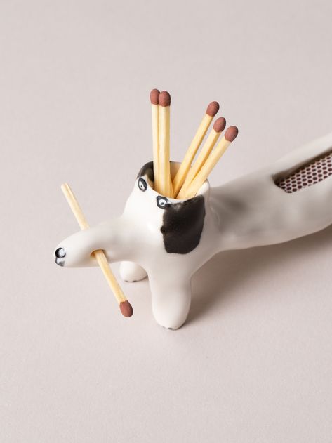 Paper porcelain, hand-sculpted matchstick holder 
in black by Eleonor Boström Pottery Design, Ceramic Ideas, Home Goods Decor, Dry Clay, Porcelain Ceramics, Air Dry Clay, Art Object, Handmade Art, Clay Crafts