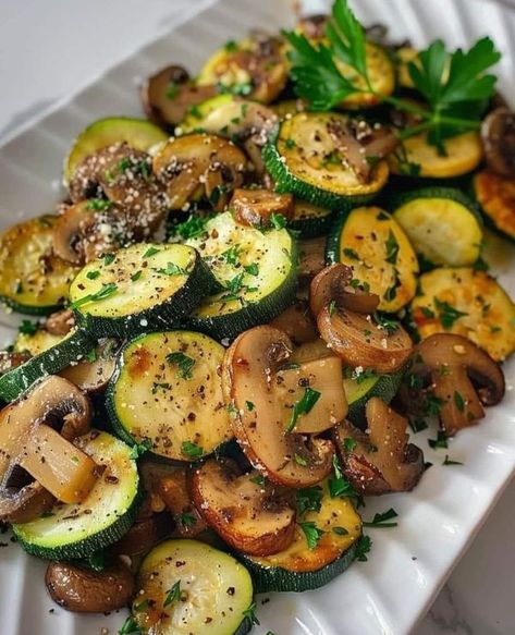 Valerie Bertinelli Recipes | Low-Carb Sautéed Zucchini with Mushroom | Facebook Zucchini And Mushrooms, Sautéed Zucchini, Zucchini Sticks, Sauteed Zucchini, Easy Recipes For Beginners, Diet Recipes Easy, Idee Pasto Sano, Zucchini Recipes, Healthy Dishes