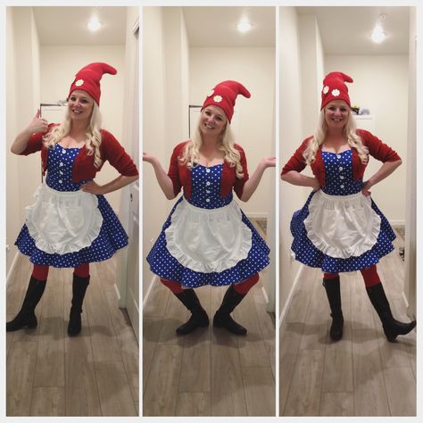 Gnome Halloween Costumes Diy, Womens Gnome Costume, Women's Gnome Costume Diy, Women Gnome Costume, Gnome Costumes For Adults Diy, Adult Gnome Costume Diy, Garden Gnome Costume Diy Women, Girl Gnome Costume, Gnome Halloween Costumes Women