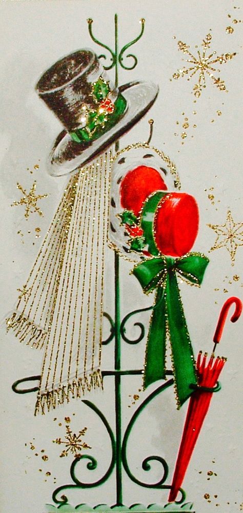 Christmas Hats, Vintage Christmas Card, Retro Christmas Card, Mod Christmas 1920s Christmas Cards, Retro Christmas Cards 1950s, Vintage Christmas Postcards, Hats Christmas, Mod Christmas, Retro Christmas Cards, Vintage Christmas Photos, Vintage Holiday Cards, Vintage Christmas Greeting Cards