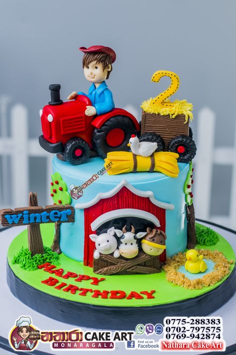 Farm Cakes For Boys, Old Mcdonald, Truck Cakes, Farm Cake, Red Barn, Themed Cakes, 3rd Birthday, Cake Designs, Cake