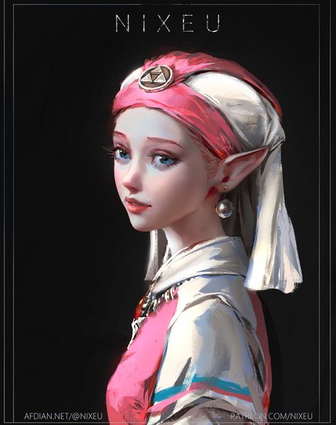 Princesa Zelda, Bd Art, Girl With A Pearl Earring, Link Zelda, Zelda Art, Legend Of Zelda Breath, Ocarina Of Time, Zelda Breath, Twilight Princess