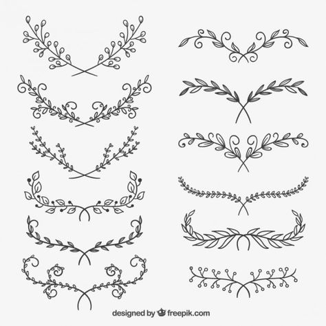 More than a million free vectors, PSD, photos and free icons. Exclusive freebies and all graphic resources that you need for your projects Tattoo Diy, Tattoo Zeichnungen, Wreath Drawing, Cat Tattoos, Hawaiian Tattoo, Tiny Tattoo, Diy Tattoo, Pola Sulam, Vector Flowers