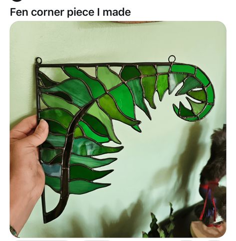 Fern Stained Glass Pattern, Stained Glass Corner Pieces, Stained Glass Corner, Stained Glass Leaves, Stained Glass Kits, Diy Stained Glass Window, Stained Glass Mirror, Stained Glass Gifts, Glass Curtain