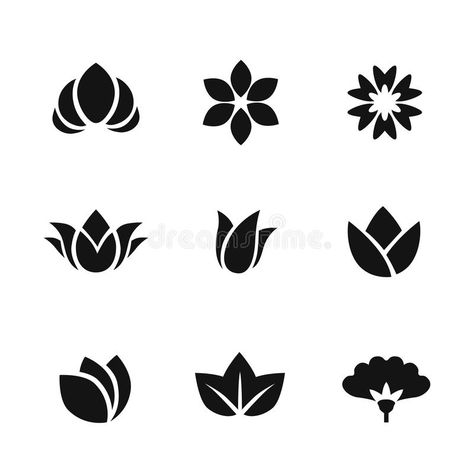 Flower Pictogram, Flowers Vector Illustration, Flower Logo Ideas, Flower Logo Design Ideas, Flower Icon Logo, Logo Flower Design, Vector Flower Design, Flower Logos, Plant Icons