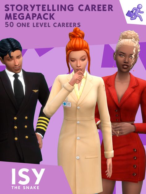 50 ONE LEVEL CAREERS: STORYTELLING CAREER MEGAPACK (ORIGINALLY BY ITSKATATO) | Patreon Itskatato Sims 4, Sims 4 Baker Career, Sims 4 Photographer Career, Turbo Careers By Zerbu, Sims 4 Photography Career, Sims 4 Cc Scientist Outfit, Sims 4 Live In Business Mod, Sims 4 Flight Attendant Cc, Sims 4 Air Purifier Cc