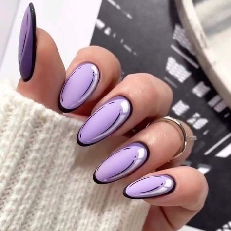 Carton Nails Art, Wide Nails Designs, Purple Cartoon Nails, 2d Nails, Book Nails, Cartoon Nail Designs, Ballerina Nails Designs, Pop Art Nails, Cute Gel Nails