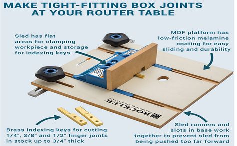 Rockler 422866 Router Table Box Joint Jig 1/4" / 3/8" / 1/2" : AmazonSmile: DIY & Tools Woodworking Jigsaw, Table Box, Router Jig, Serra Circular, Box Joints, Rockler Woodworking, Small Woodworking Projects, Woodworking Joints, Learn Woodworking