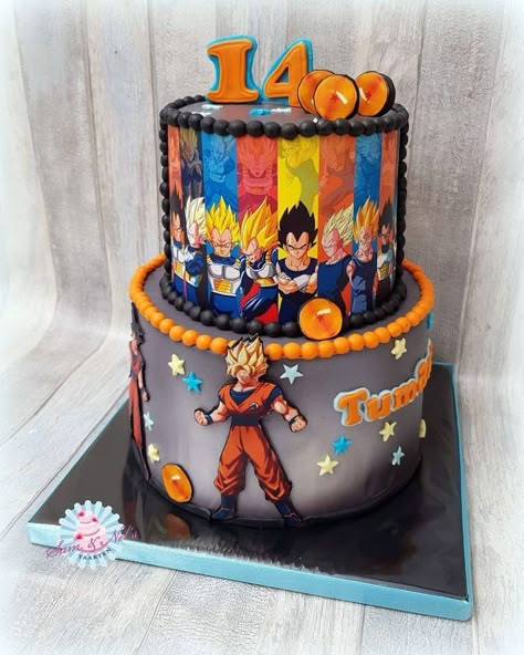 Modelo Beer Cake, Fiesta Dragon Ball, Dragonball Z Cake, Goku Birthday, Soccer Birthday Cakes, Rockstar Birthday Party, 8th Birthday Cake, Dragon Birthday Parties, Superhero Birthday Cake