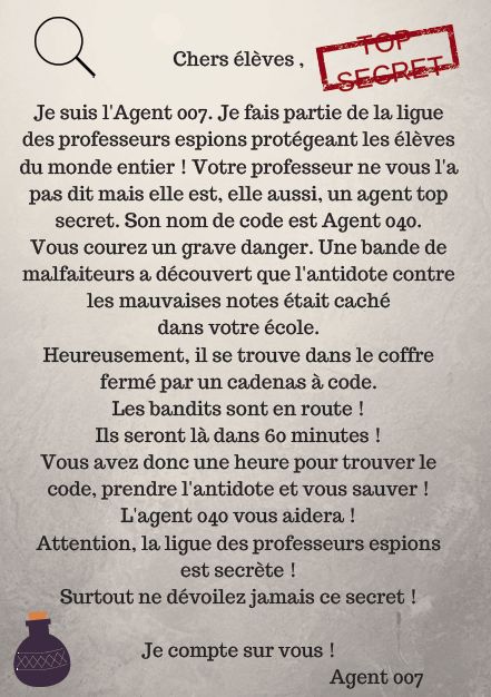 Escape Game "Agent secret" | Maitresse de la forêt Room Escape Games, Clue Games, March Break, Escape Games, Game Organization, Escape Room Game, Escape Game, Escape Room, Social Studies