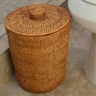 Mistana Sure a trashcan may hold garbage, but that doesn’t mean it can’t deliver a charming accent to a room! Crafted from hand-woven rattan, this trashcan is great for a boho look in your bathroom. Showcasing a neutral hue with a lacquered finish, it's topped off with a matching lid (with a ring on one side to keep it in place), so your waste is kept out of sight it includes a plastic insert, making it easy to transfer the contents to a larger trash bag. Autumn Bathroom Decor, Simple Bathroom Decor, Boho Bathroom Decor, Boho Bathroom, Trash And Recycling Bin, Modern Bathroom Decor, Honey Brown, Rattan Basket, Trash Bag