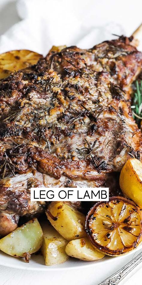 Learn how to make this delicious garlic and herb marinated and roasted bone-in leg of lamb recipe that is perfect to serve up to family and friends. Serve it up with roasted potatoes to make a classic Italian abacchio al forno Grilled Leg Of Lamb, Leg Of Lamb Recipe, Lamb Roast Recipe, Roasted Leg Of Lamb, Roast Leg Of Lamb, Smoked Lamb, Traeger Smoker, Boneless Leg Of Lamb, Lamb Leg Recipes