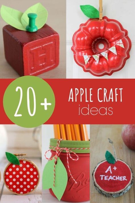 These apple craft ideas are perfect to make as teacher gifts or for back to school. Become inspired with over twenty cute apple craft ideas! Apple Crafts For School Age, Apple Craft Ideas For Adults, Apple Gifts For Teachers, Back To School Party Ideas For Church, Fall Apple Crafts For Adults, Dollar Tree Apple Crafts, Apple Diy Craft, Back To School Crafts To Sell, Applefest Ideas